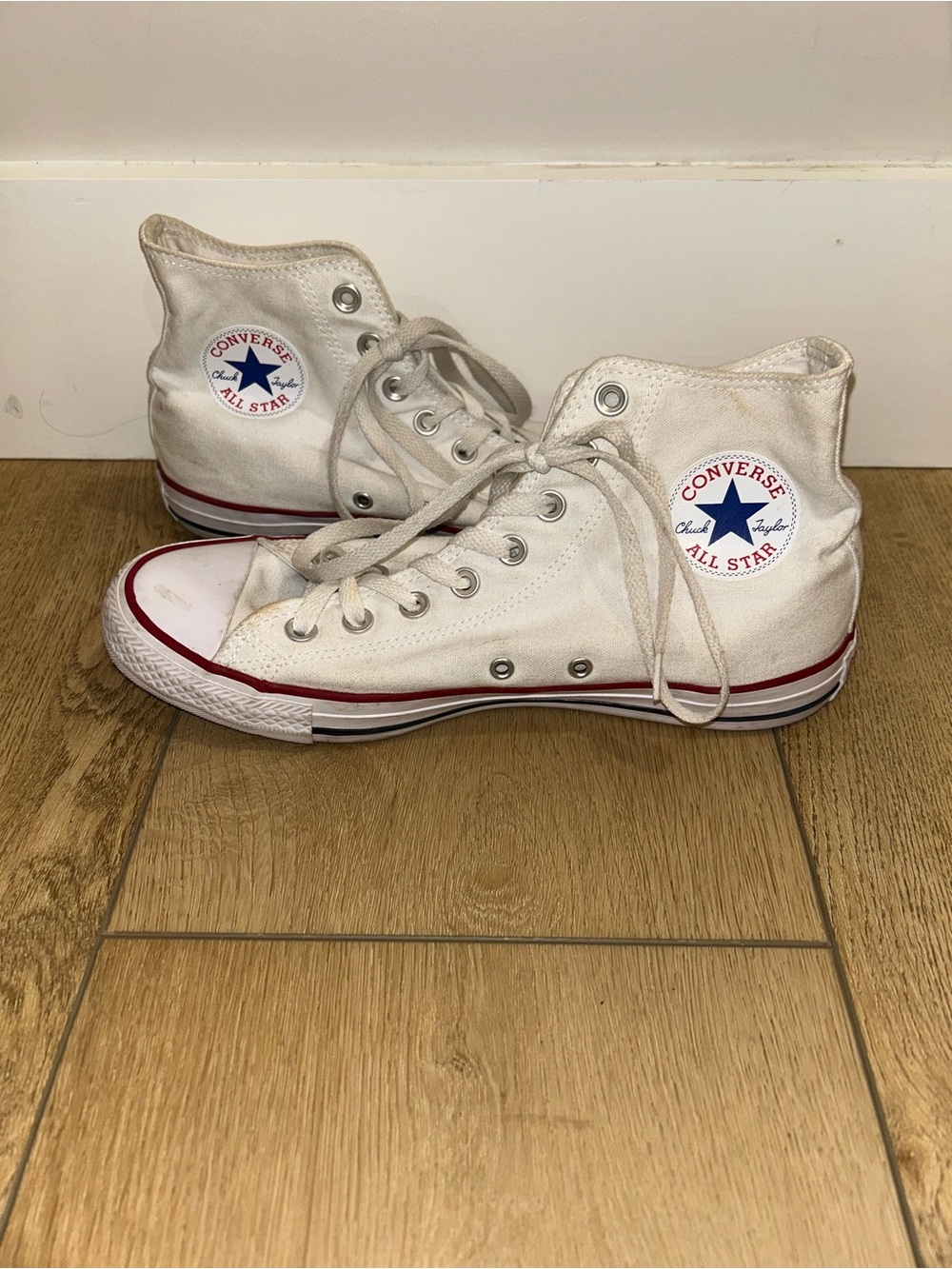 Converse All Star Sneakers Mens 8 Womens 10 White Canvas High Top Classic Shoes